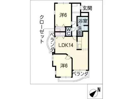 グランディール(2LDK/2階)の間取り写真