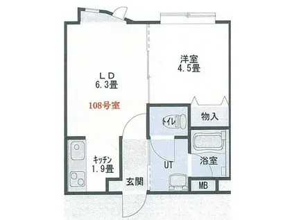 LEE SPACE 麻生II(1LDK/2階)の間取り写真