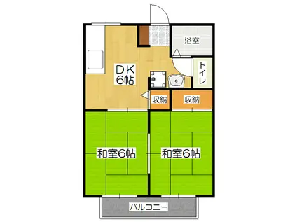 ジーライズ山科東野(2DK/2階)の間取り写真