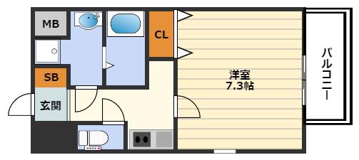 カスタリア新梅田(1K/2階)の間取り写真