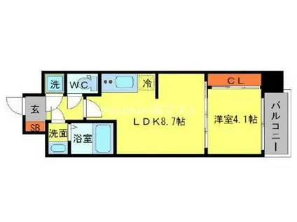 セレニテ本町エコート(1LDK/8階)の間取り写真