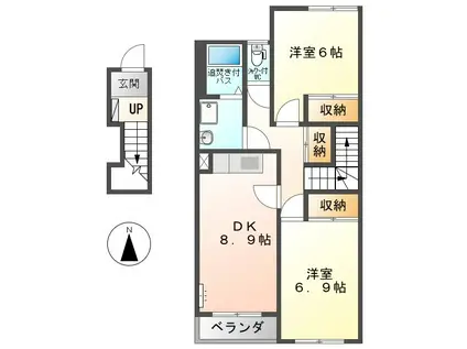 エル・ガーデン(2DK/2階)の間取り写真