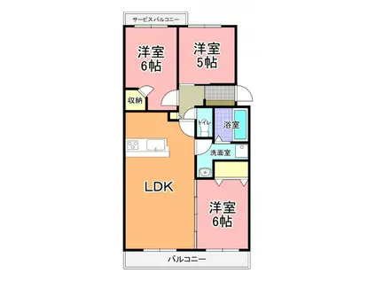 クレセール(3LDK/3階)の間取り写真