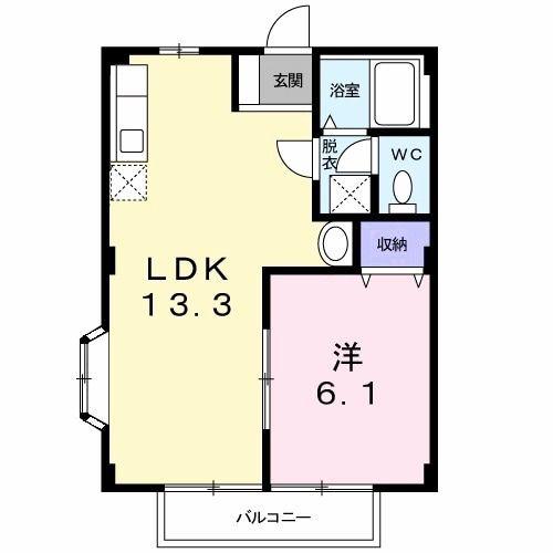 ベア立田(1LDK/2階)の間取り写真