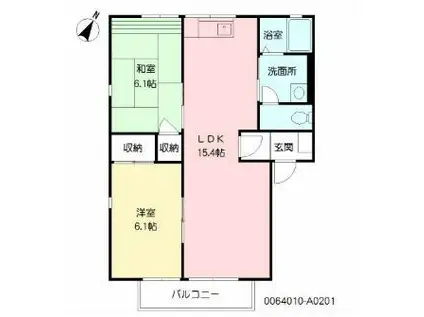 フレグランス国分II(2LDK/2階)の間取り写真