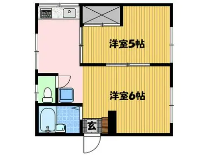 ハイツ出雲(2K/2階)の間取り写真