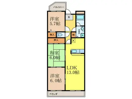 プルミエール五十鈴(3LDK/3階)の間取り写真