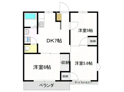 ラ・カーサ(3DK/2階)の間取り写真