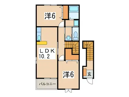 カーサ グランデA(2LDK/2階)の間取り写真
