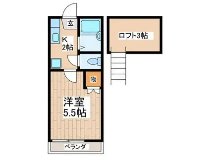 エスポワール(1K/2階)の間取り写真