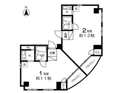 不動ビル(ワンルーム/6階)の間取り写真