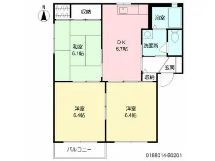 エクセレント川副B(3DK/2階)の間取り写真