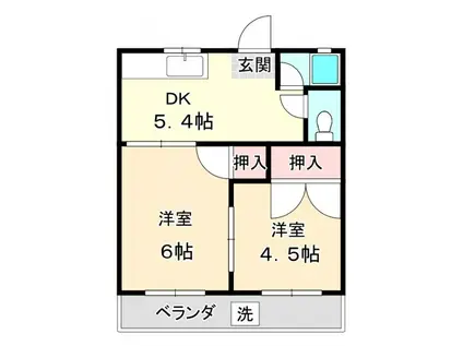 西脇ハイツ(2DK/2階)の間取り写真