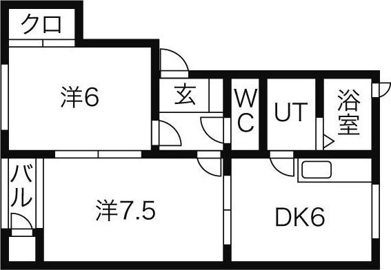 パンセス B棟(2DK/1階)の間取り写真