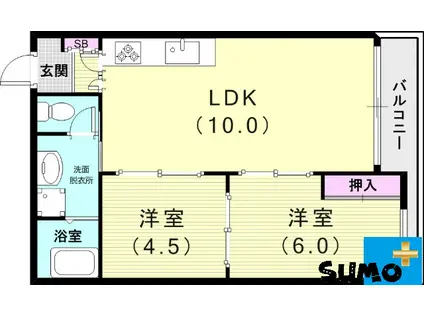 サンパレス(2LDK/3階)の間取り写真