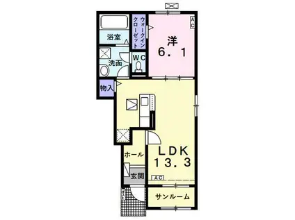 フィオーレ笠木 A(1LDK/1階)の間取り写真