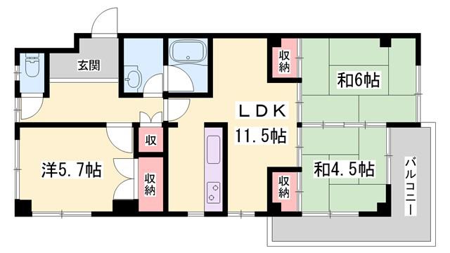 セントラル向陽台(3LDK/3階)の間取り写真