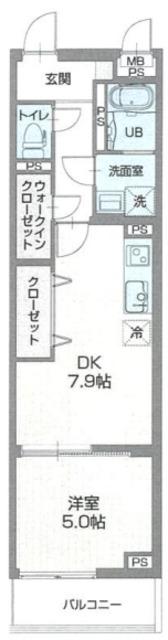 プレジデントガーデンD(1DK/3階)の間取り写真