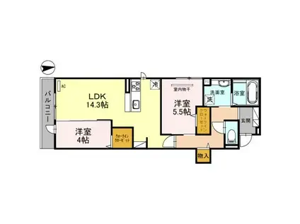 エスト山王(2LDK/2階)の間取り写真
