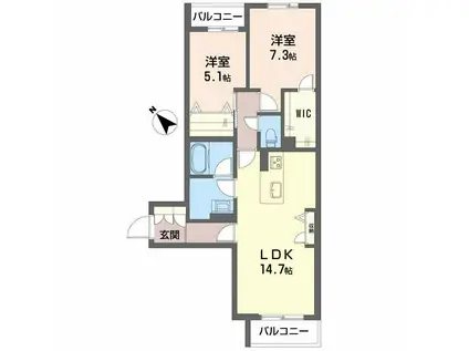 シャーメゾン ルポア(2LDK/2階)の間取り写真