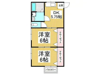 宮の森ハイツ(2DK/3階)の間取り写真