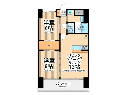 プライムコート立川(1SLDK/13階)の間取り写真