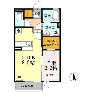 SAINTE DEVOTE(1LDK/2階)の間取り写真