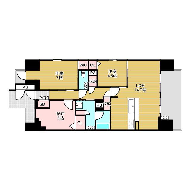 エスリード箕面船場阪大前(2SLDK/5階)の間取り写真
