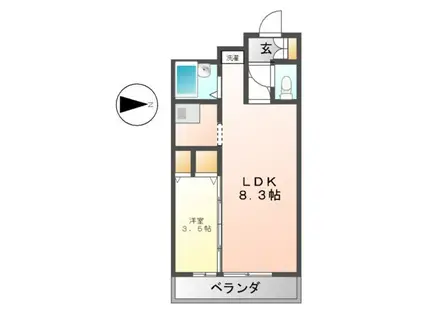 XーOVER21覚王山(1LDK/5階)の間取り写真