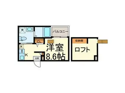 フロースハイム(ワンルーム/1階)の間取り写真