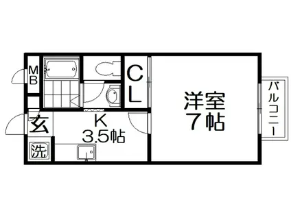 サンハイム上山(1K/2階)の間取り写真