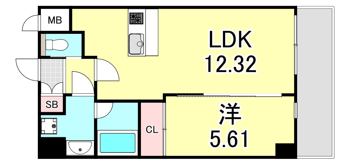 プレジオ西宮北口(1LDK/4階)の間取り写真