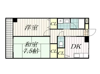 ピュアハイツ長洲(2DK/3階)の間取り写真