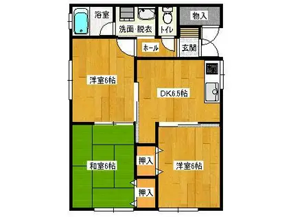 ピースアイランド大宮(3DK/2階)の間取り写真