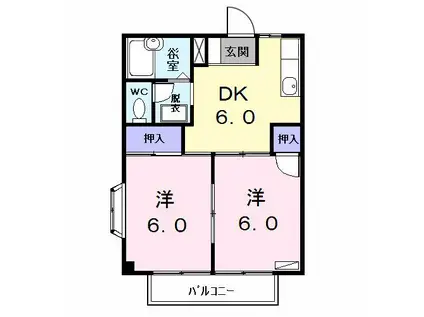 ヴァンベール二番館(2DK/1階)の間取り写真