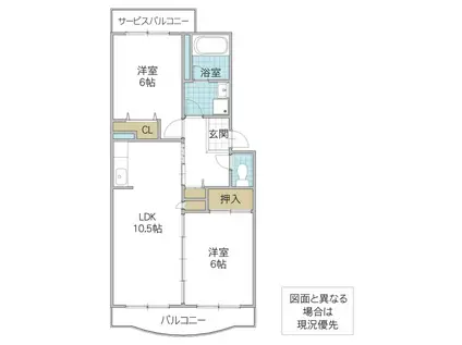 パティオマンションIII(2LDK/1階)の間取り写真