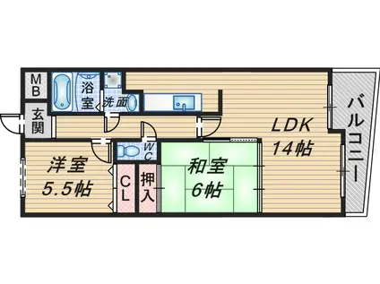 HAPPINES743(2LDK/6階)の間取り写真