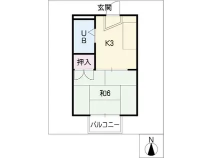 コーポ美(1K/2階)の間取り写真