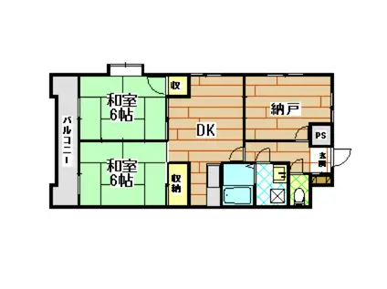 フォーサイトフォワイエ片野R(3DK/4階)の間取り写真