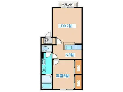 ウィンディア幌西(1LDK/1階)の間取り写真
