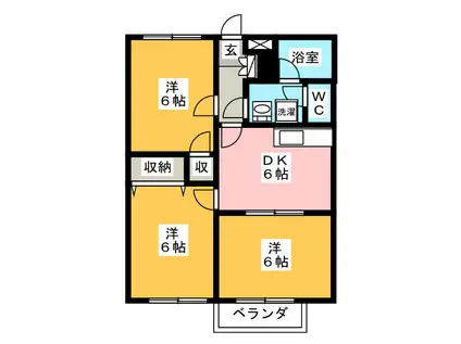 メーラつきみ野II(3DK/2階)の間取り写真
