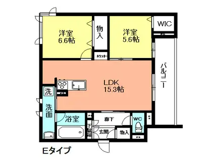ラ グラン カトル(2LDK/2階)の間取り写真