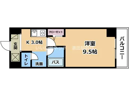 UNIVERSII(1K/2階)の間取り写真