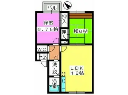 メロディハイツ永隈(2LDK/2階)の間取り写真