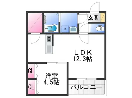 エステイトE岸和田(1LDK/3階)の間取り写真