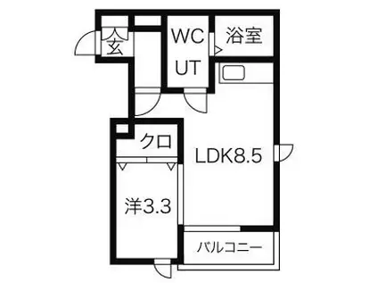メリディアン迫弐番館(1LDK/2階)の間取り写真