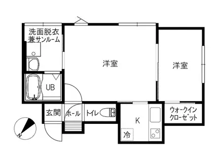 グリーヴィア(2K/1階)の間取り写真