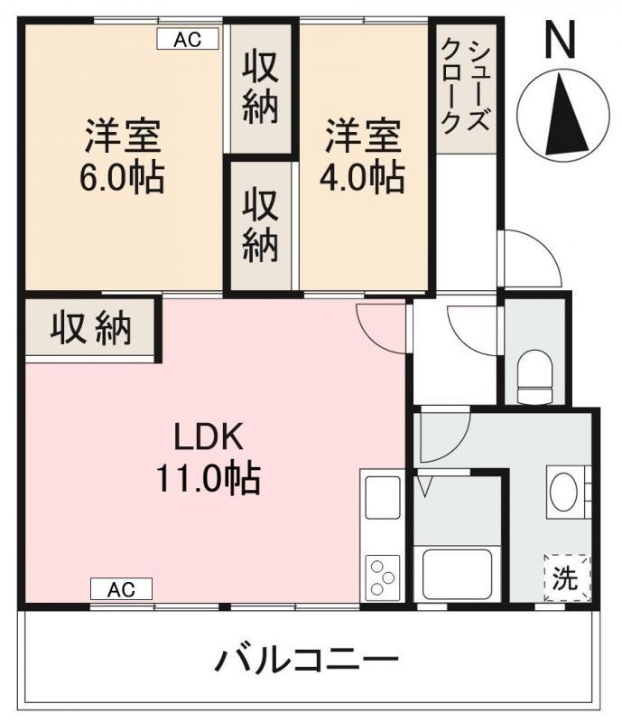 KSB上之町II(2LDK/1階)の間取り写真