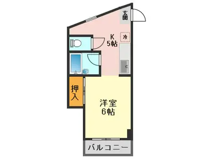 矢付ハイツ(1K/4階)の間取り写真