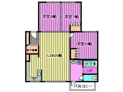 フォーサムハウスII(3LDK/2階)の間取り写真